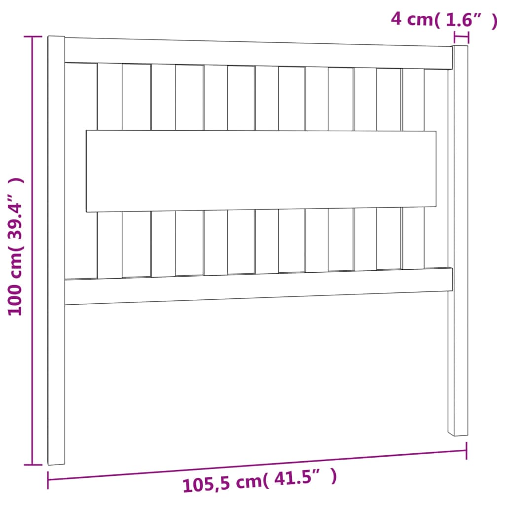 Testiera per Letto Grigia 105,5x4x100 cm Legno Massello di Pino 818557