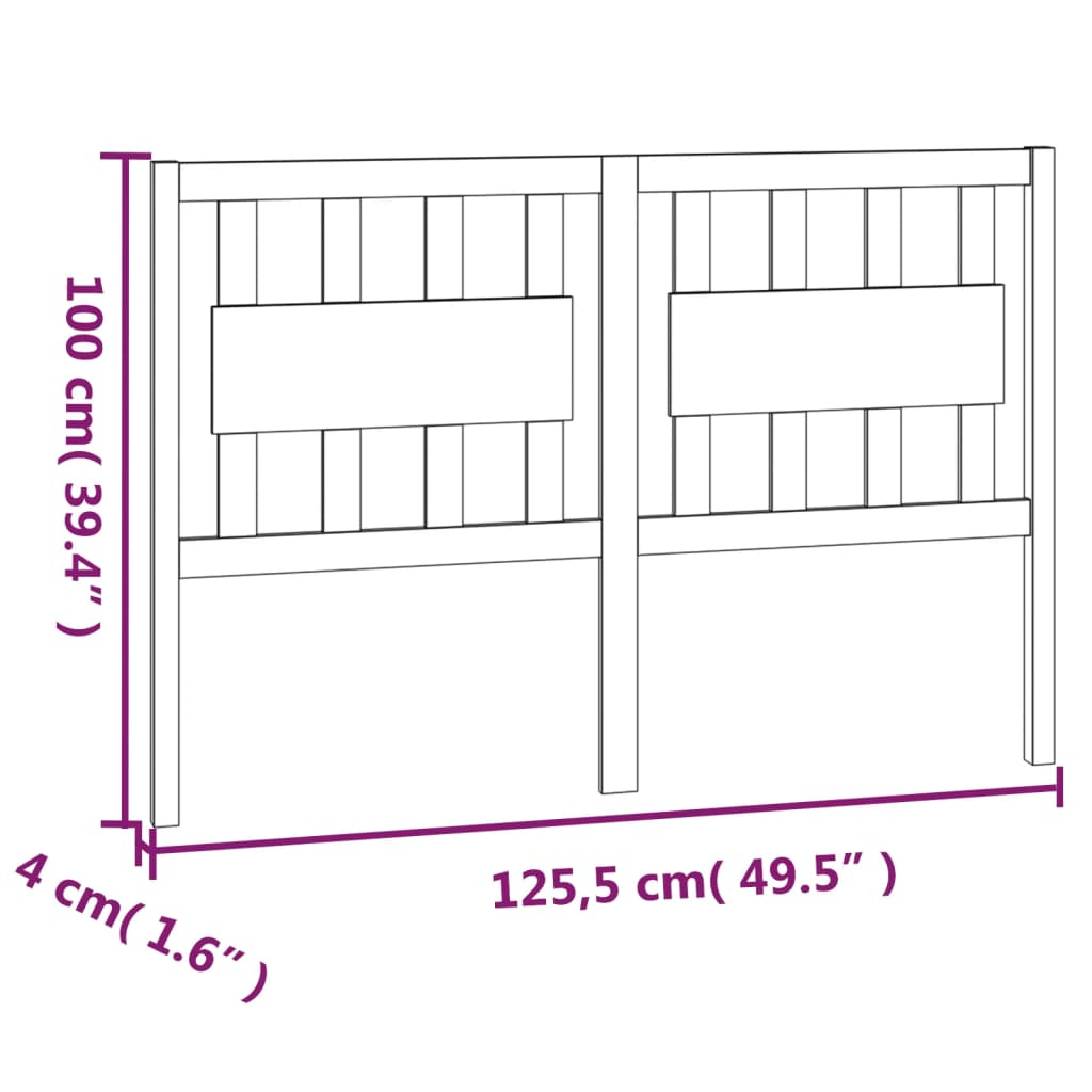 Testiera per Letto 125,5x4x100 cm in Legno Massello di Pino cod mxl 49964