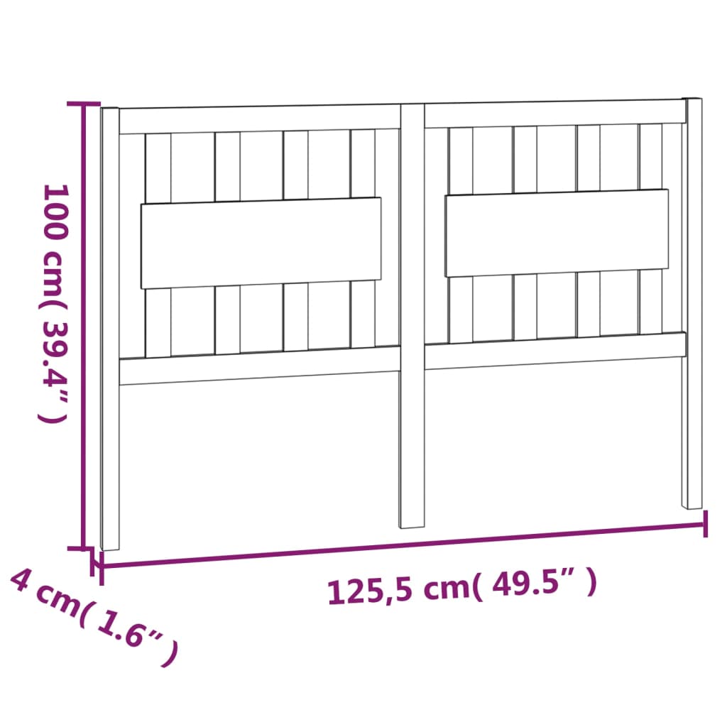 Testiera per Letto Bianca 125,5x4x100 cm Legno Massello di Pino cod mxl 52426