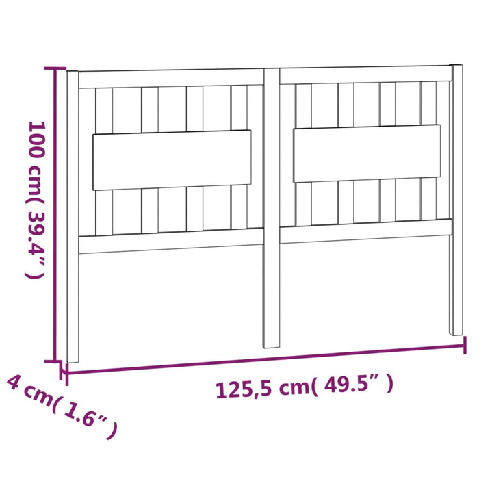 Testiera per Letto Bianca 125,5x4x100 cm Legno Massello di Pino cod mxl 52426