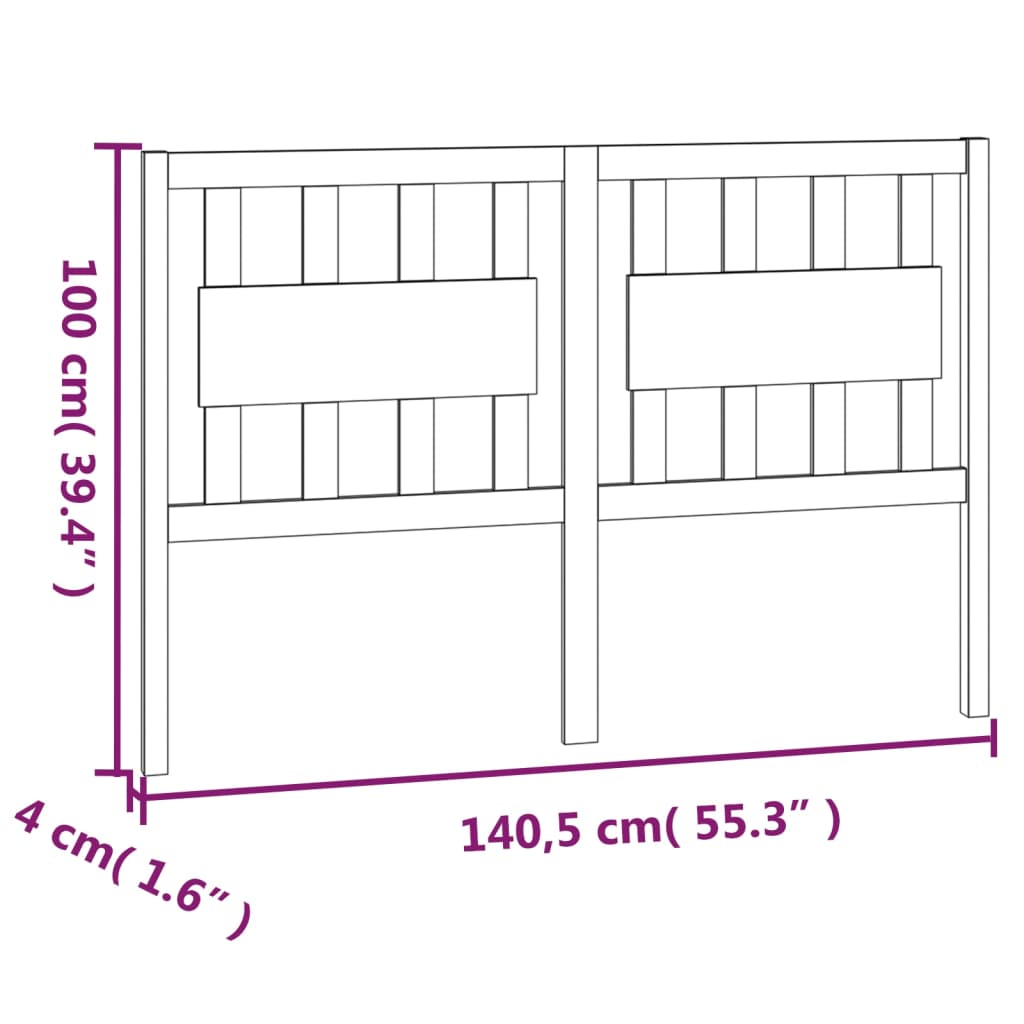 Testiera per Letto Bianca 140,5x4x100 cm Legno Massello di Pino cod mxl 50772