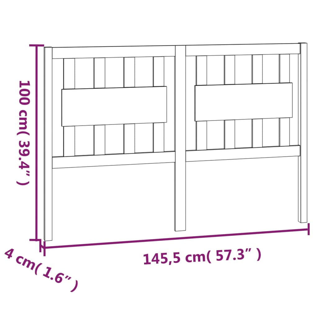 Testiera per Letto Nera 145,5x4x100cm in Legno Massello di Pino cod mxl 49970