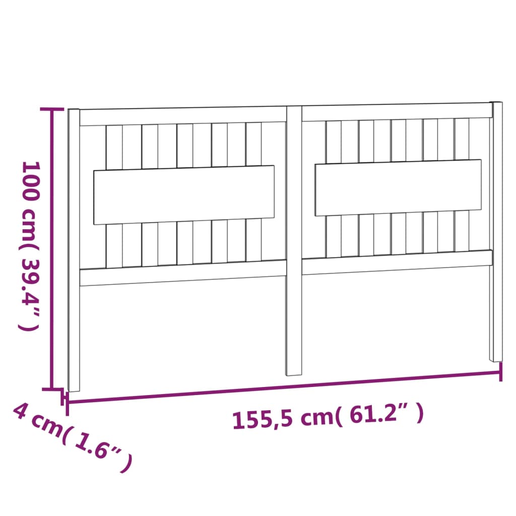 Testiera per Letto 155,5x4x100 cm in Legno Massello di Pino cod mxl 33238