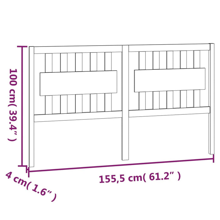 Testiera per Letto 155,5x4x100 cm in Legno Massello di Pino cod mxl 33238