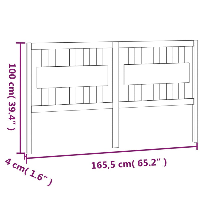 Testiera per Letto Grigia 165,5x4x100 cm Legno Massello di Pino