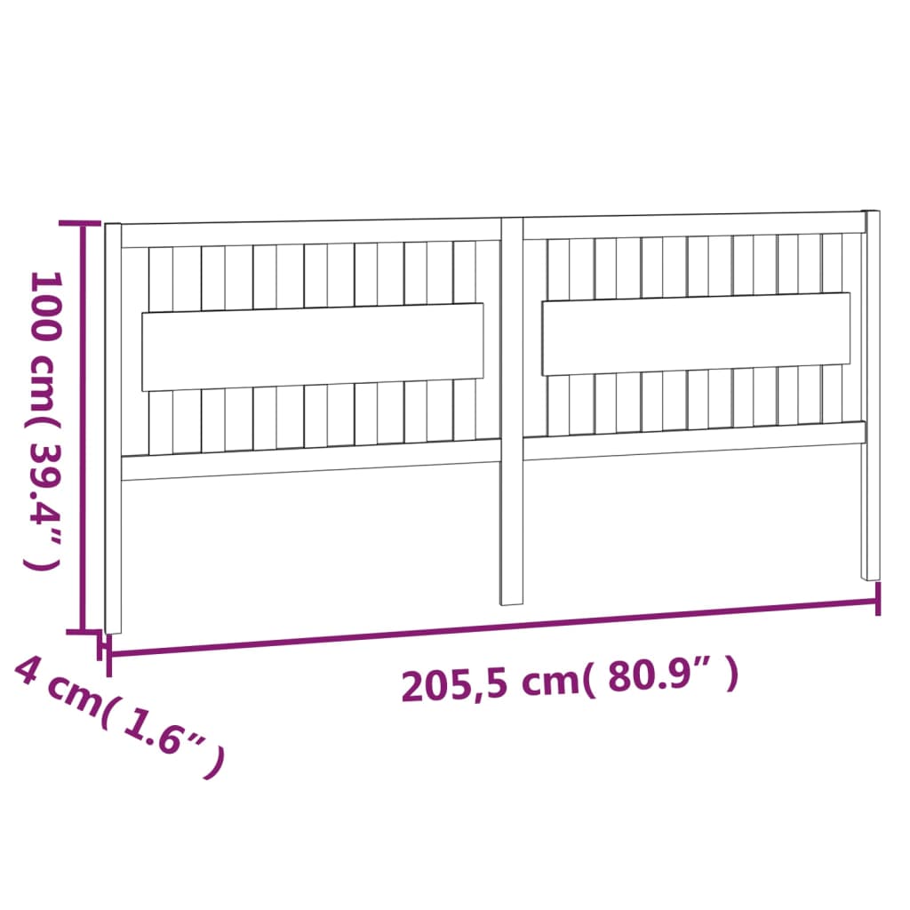 Testiera per Letto 205,5x4x100 cm in Legno Massello di Pino cod mxl 49679