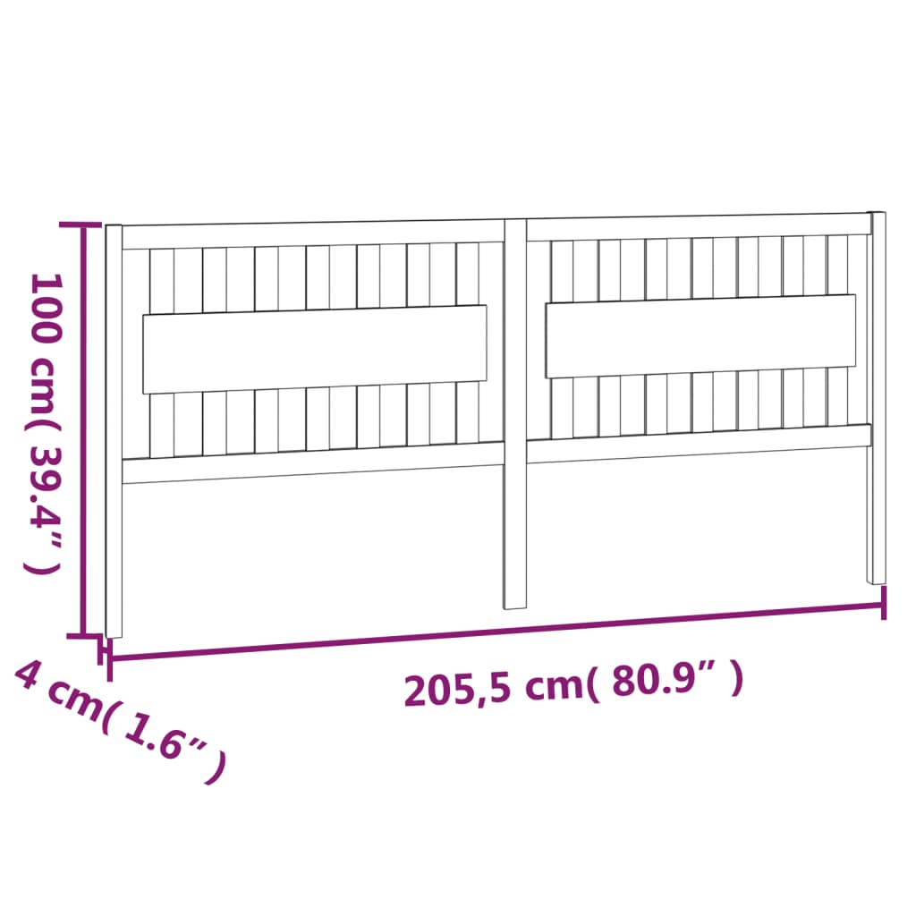 Testiera per Letto Bianca 205,5x4x100 cm Legno Massello di Pino 818591