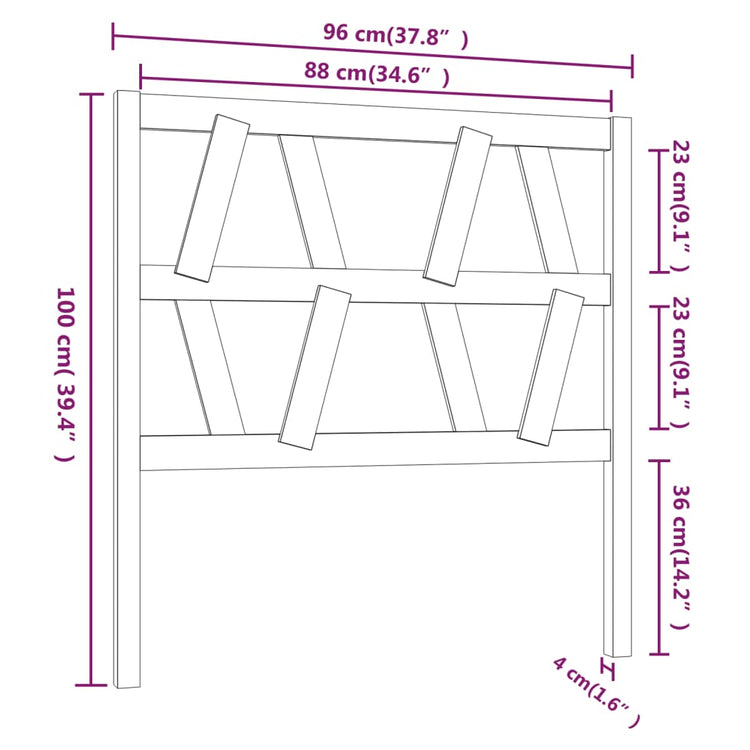 Testiera per Letto Grigia 96x4x100 cm in Legno Massello di Pino cod mxl 46376