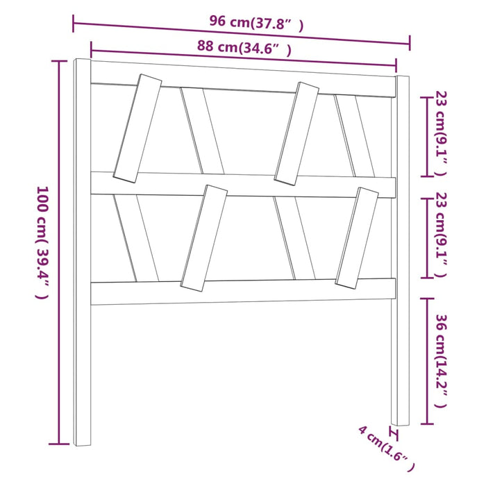 Testiera per Letto Miele 96x4x100 cm in Legno Massello di Pino cod mxl 46383