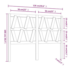 Testiera per Letto ambra 126x4x100 cm in Legno Massello di Pino 818613