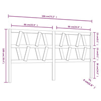 Testiera per Letto Grigia 186x4x100cm in Legno Massello di Pino 818637