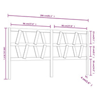 Testiera per Letto Nera 206x4x100 cm in Legno Massello di Pino 818644