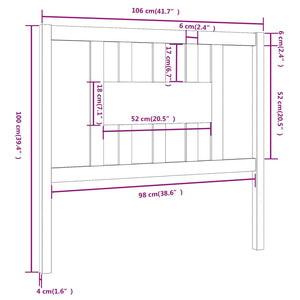 Testiera per Letto Grigia 106x4x100cm in Legno Massello di Pino cod mxl 31898