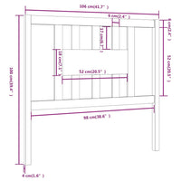 Testiera per Letto Nera 106x4x100 cm in Legno Massello di Pino cod mxl 31894