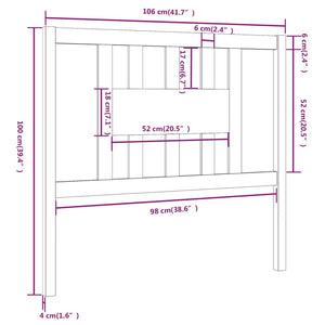 Testiera per Letto Nera 106x4x100 cm in Legno Massello di Pino cod 9941