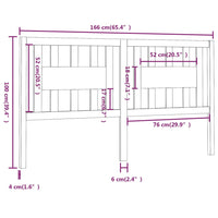 Testiera per Letto Bianca 166x4x100cm in Legno Massello di Pino 818681