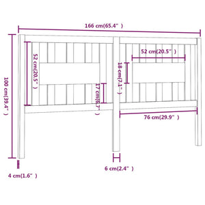 Testiera per Letto Bianca 166x4x100cm in Legno Massello di Pino 818681