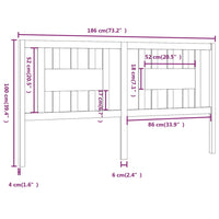 Testiera per Letto Bianca 186x4x100cm in Legno Massello di Pino cod mxl 47346