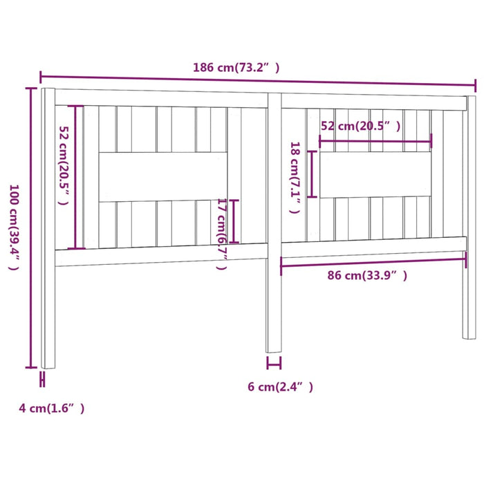 Testiera per Letto Bianca 186x4x100cm in Legno Massello di Pino cod mxl 47346