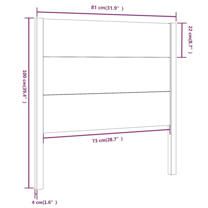 Testiera per Letto 81x4x100 cm in Legno Massello di Pino 818695