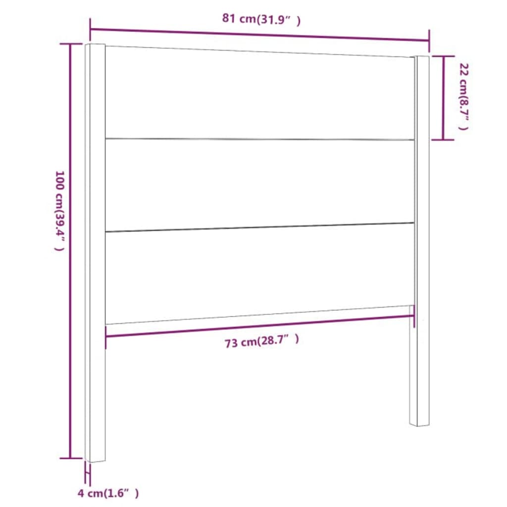 Testiera per Letto Grigia 81x4x100 cm in Legno Massello di Pino 818697