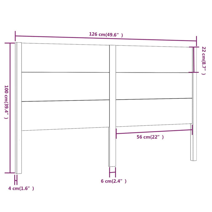 Testiera per Letto 126x4x100 cm in Legno Massello di Pino 818710