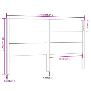 Testiera per Letto Nera 126x4x100 cm in Legno Massello di Pino cod mxl 51598