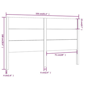 Testiera per Letto Bianca 156x4x100cm in Legno Massello di Pino cod mxl 64372