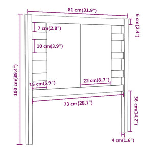 Testiera per Letto Nera 81x4x100 cm in Legno Massello di Pino 818749