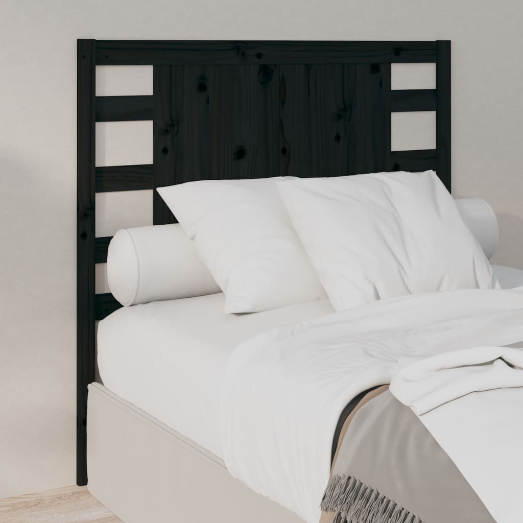 Testiera per Letto Nera 81x4x100 cm in Legno Massello di Pino 818749