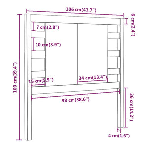 Testiera per Letto Miele 106x4x100 cm in Legno Massello di Pino cod 10200