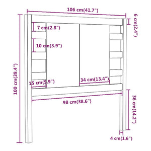 Testiera per Letto Nera 106x4x100 cm in Legno Massello di Pino cod 11426