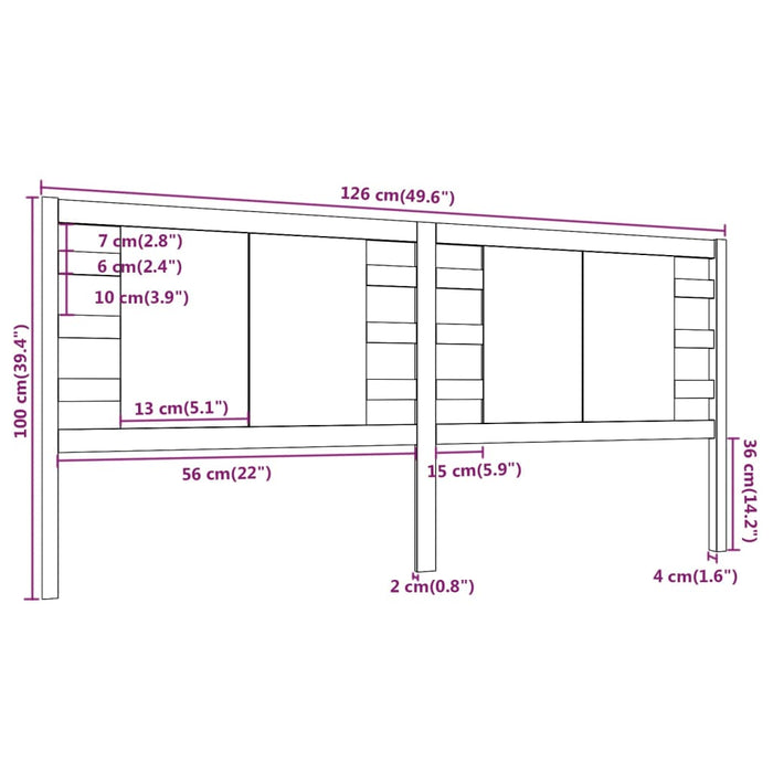 Testiera per Letto Nera 126x4x100 cm in Legno Massello di Pino cod mxl 33035