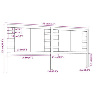 Testiera per Letto Bianca 166x4x100cm in Legno Massello di Pino 818781