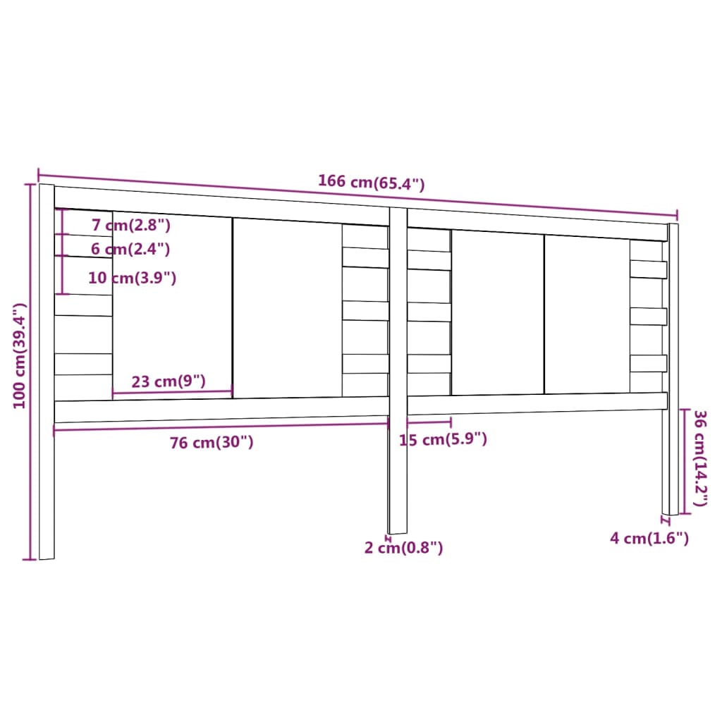 Testiera per Letto Miele 166x4x100 cm in Legno Massello di Pino cod mxl 47770