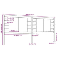 Testiera per Letto Nera 186x4x100 cm in Legno Massello di Pino 818789