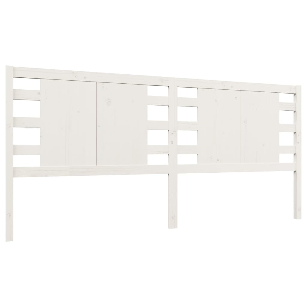 Testiera per Letto Bianca 206x4x100 cm Legno Massello di Pino 818791