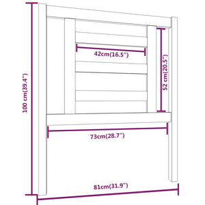 Testiera per Letto Bianca 81x4x100 cm in Legno Massello di Pino cod 12044