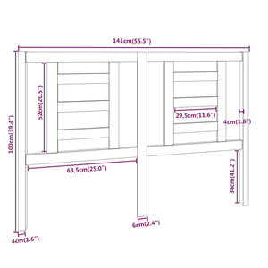 Testiera per Letto 141x4x100 cm in Legno Massello di Pino