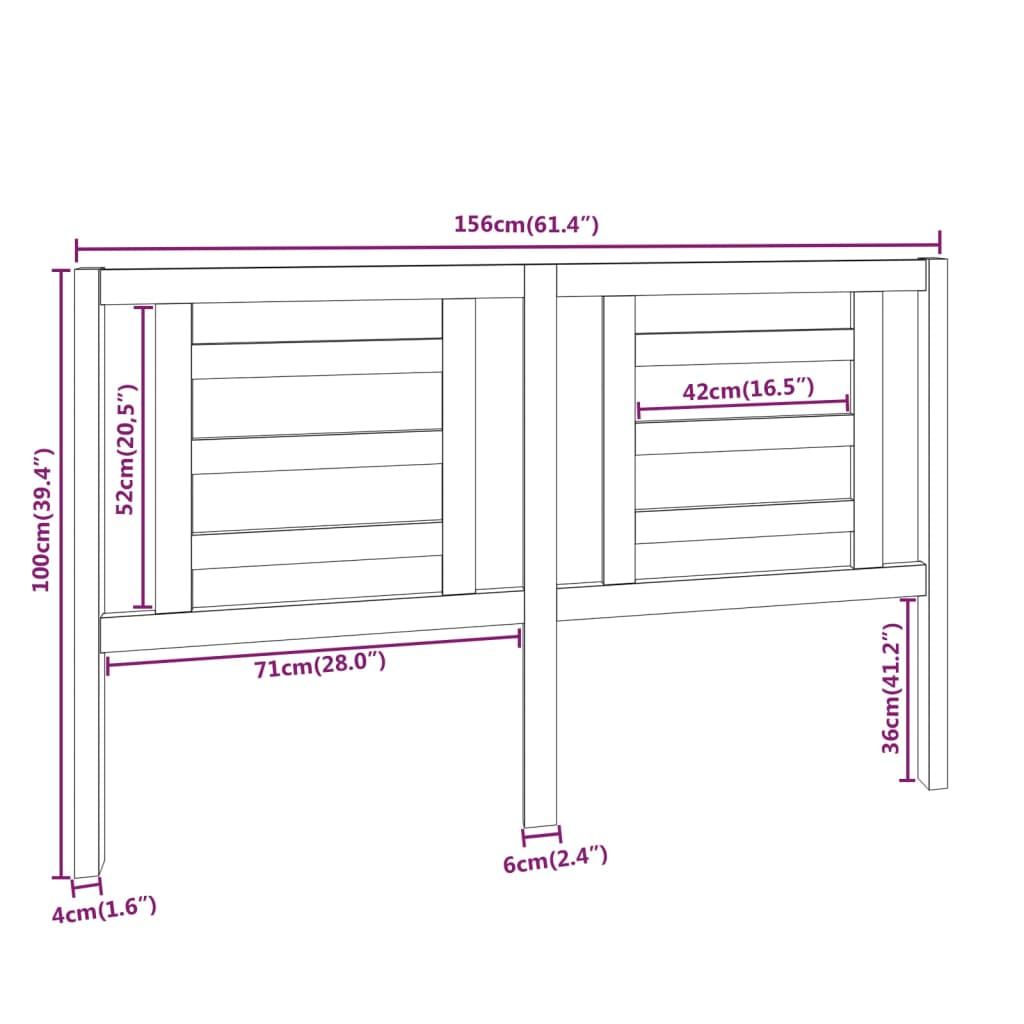 Testiera per Letto Bianca 156x4x100cm in Legno Massello di Pino cod mxl 31896