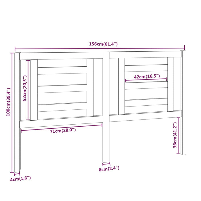 Testiera per Letto Bianca 156x4x100cm in Legno Massello di Pino cod mxl 31896