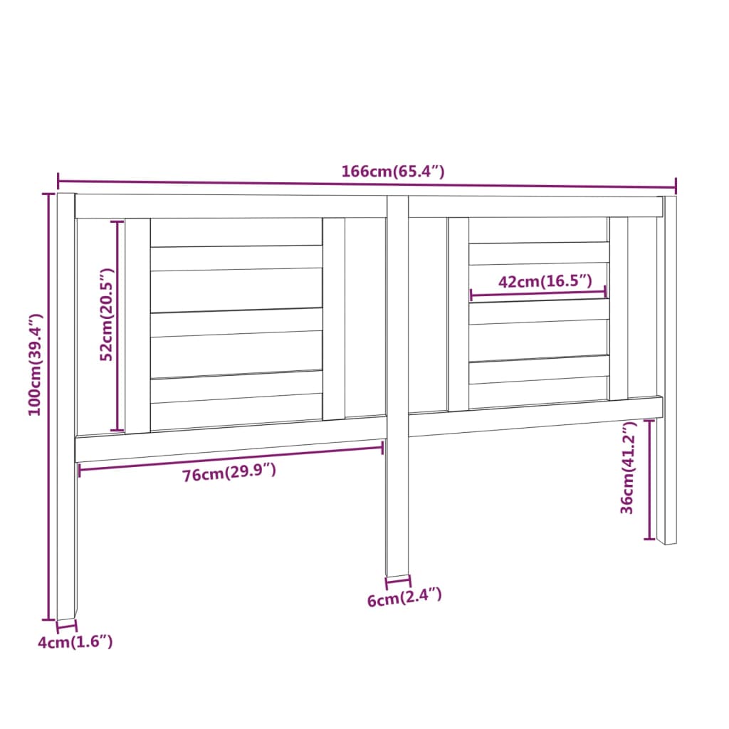 Testiera per Letto Grigia 166x4x100cm in Legno Massello di Pino cod mxl 31851