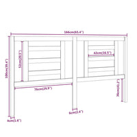 Testiera per Letto Grigia 166x4x100cm in Legno Massello di Pino cod mxl 31851