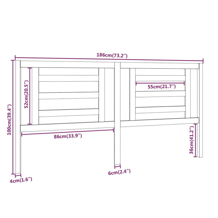 Testiera per Letto 186x4x100 cm in Legno Massello di Pino cod mxl 46555