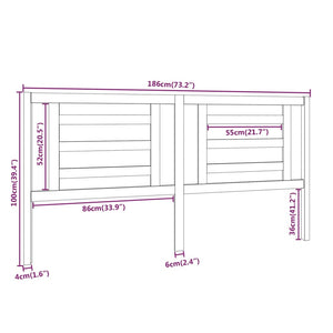 Testiera per Letto 186x4x100 cm in Legno Massello di Pino 818835