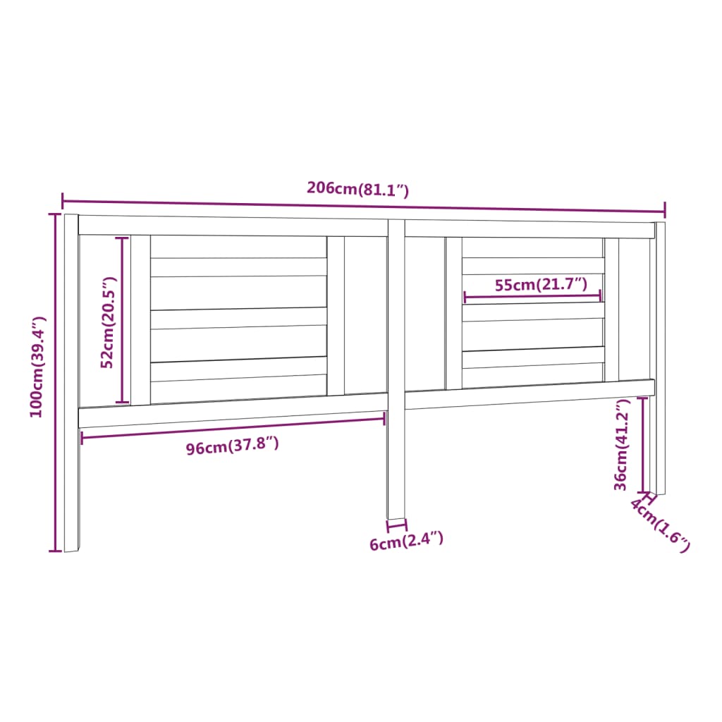 Testiera per Letto Bianca 206x4x100cm in Legno Massello di Pino cod mxl 46399