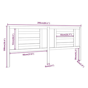 Testiera per Letto Nera 206x4x100 cm in Legno Massello di Pino 818844