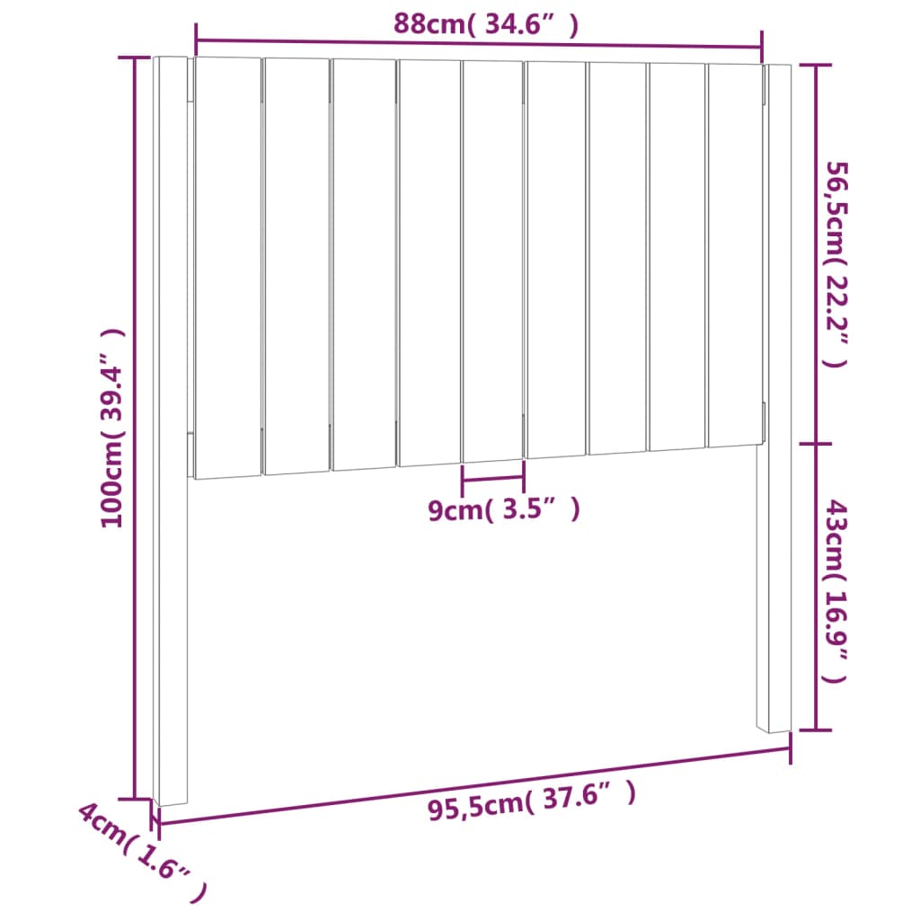 Testiera per Letto 95,5x4x100 cm in Legno Massello di Pino 818850