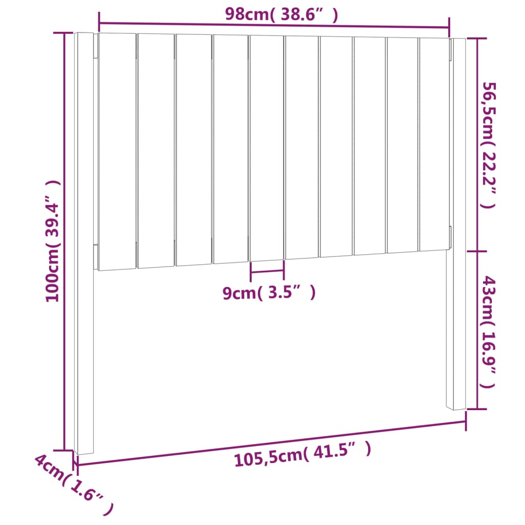 Testiera per Letto Bianca 105,5x4x100 cm Legno Massello di Pino cod mxl 51323