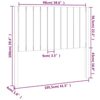 Testiera per Letto Nera 105,5x4x100cm in Legno Massello di Pino